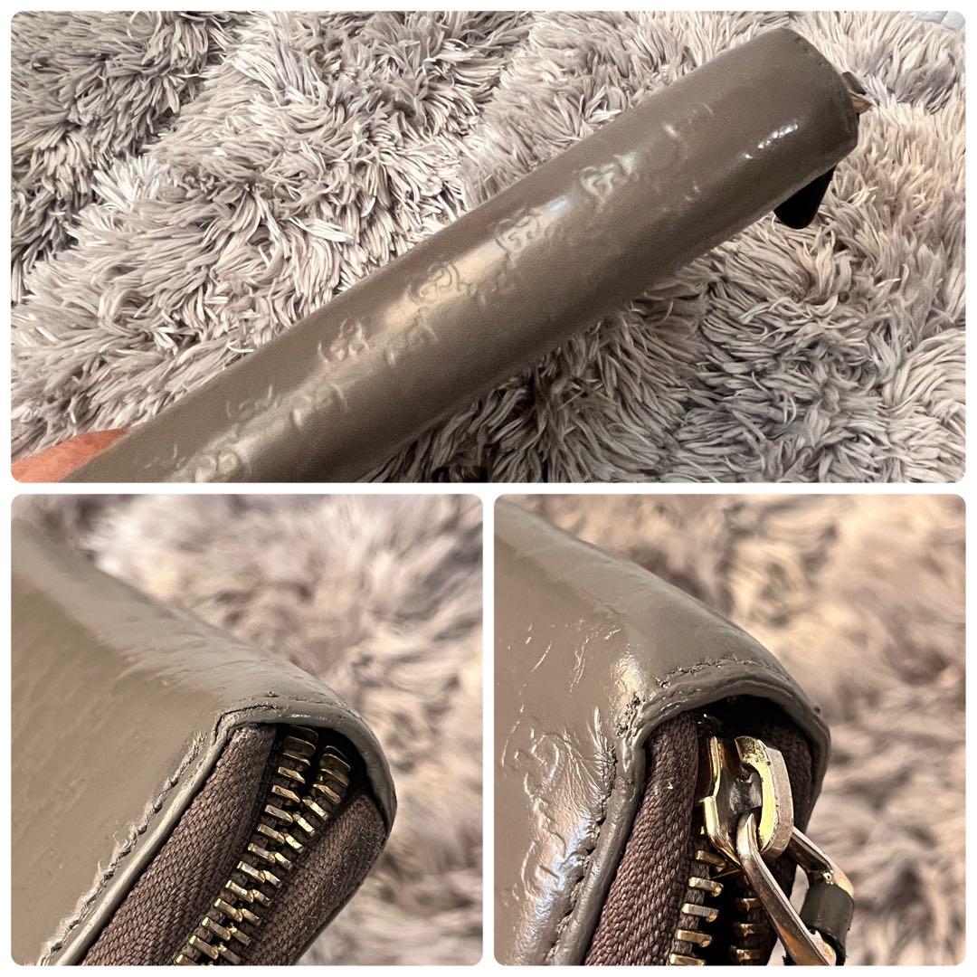 GUCCI マイクロシマ　ラウンドファスナー　グレー　長財布　メンズ　レディース
