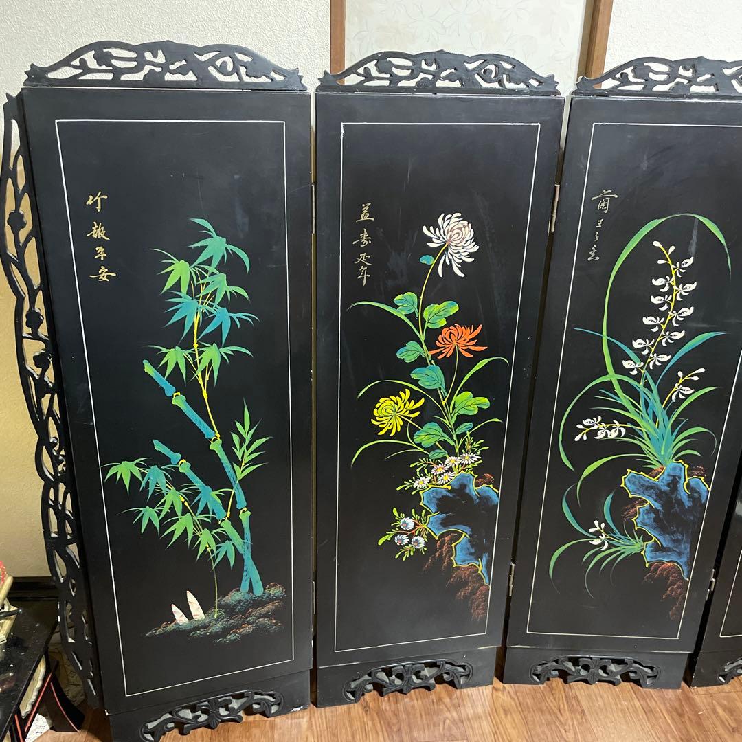 高級　中国美術骨董品　中国屏風　天然石　翡翠　珊瑚　縁起物　風水