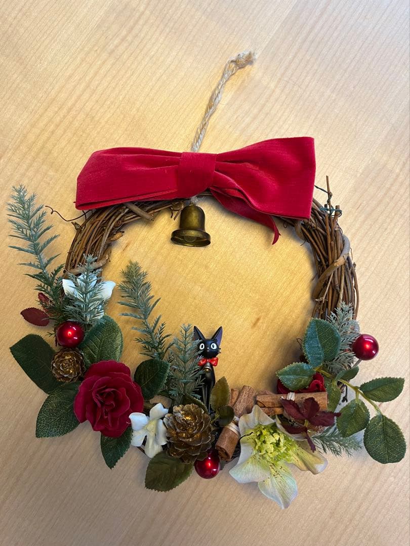 【超美品】ジブリ　魔女の宅急便　ジジ　クリスマスリース　猫