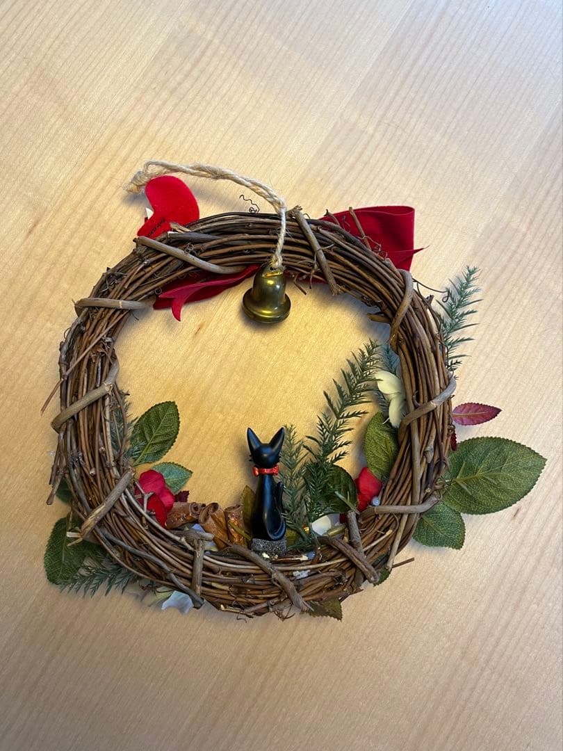 【超美品】ジブリ　魔女の宅急便　ジジ　クリスマスリース　猫