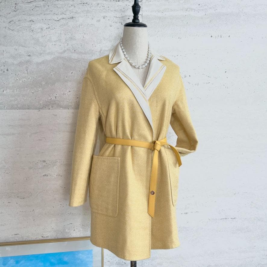 極美品★LOROPIANA★最高級カシミヤ★レザーベルト★リバーシブルコート