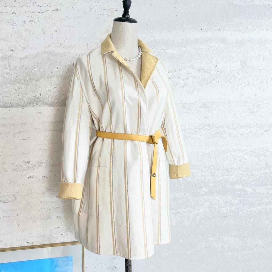 極美品★LOROPIANA★最高級カシミヤ★レザーベルト★リバーシブルコート