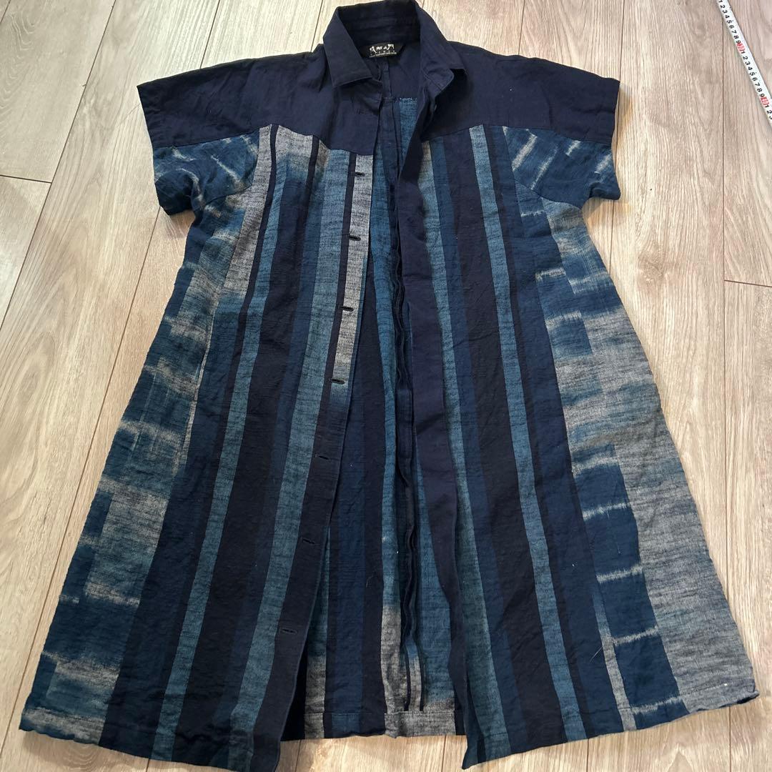 儀右ヱ門 ギエモン ぎえもん 久留米絣　シャツワンピース.