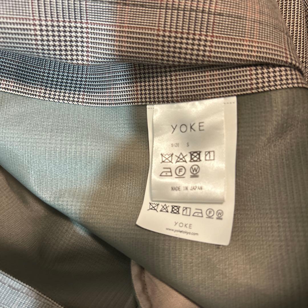 【美品】YOKE グレンチェックバルカラーコート