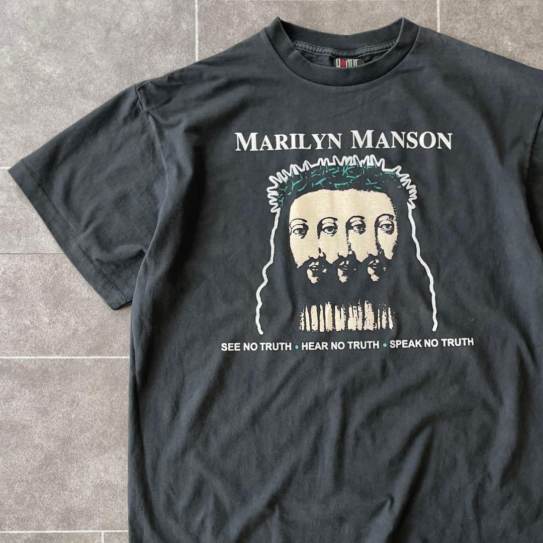 Marilyn Manson Believe Tシャツ 褪黒 XL