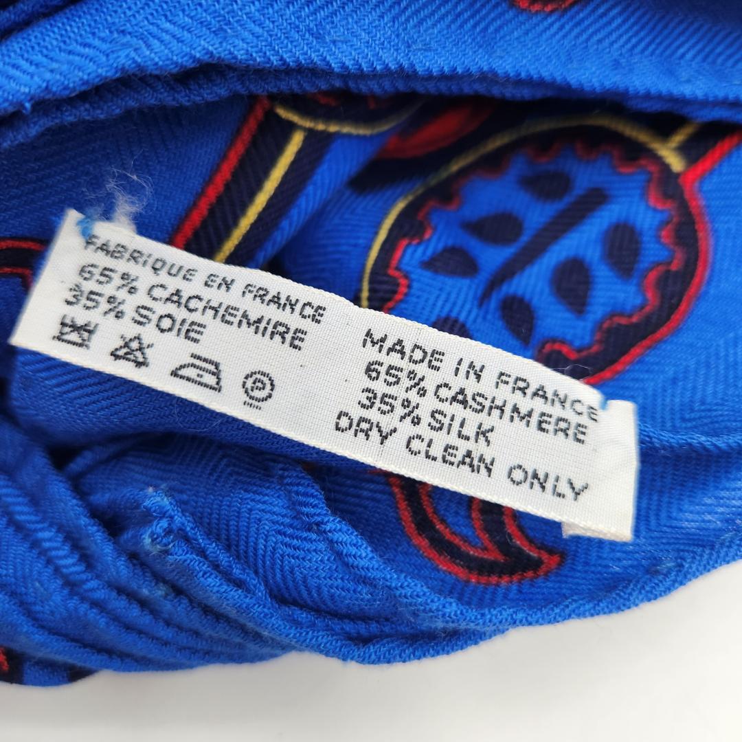 エルメス カシシル ストール 116×130 大判スカーフ カシミヤシルク 花柄