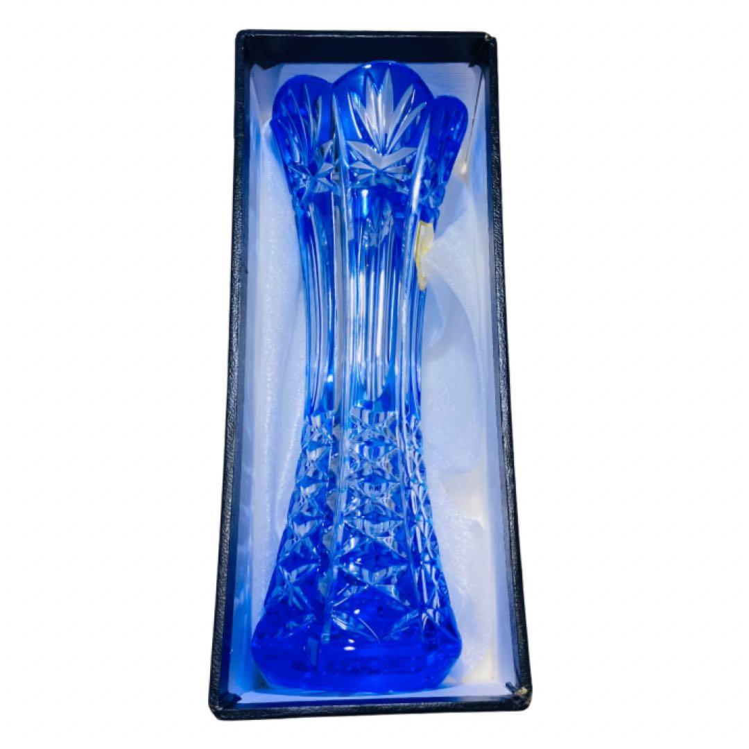 KAMEI GLASS シュヴァリエ Chevalier クリスタル花瓶 ブルー