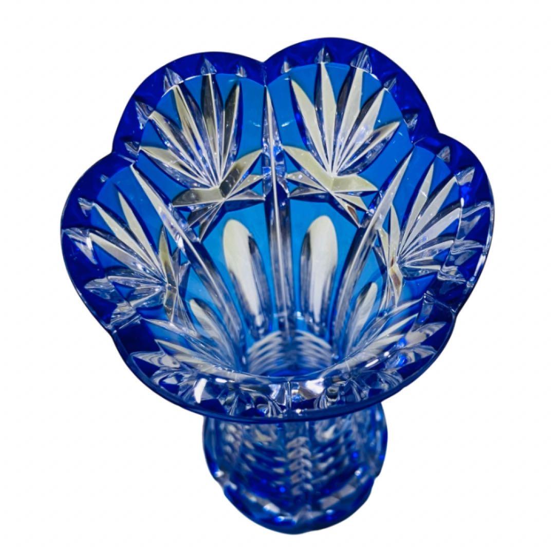 KAMEI GLASS シュヴァリエ Chevalier クリスタル花瓶 ブルー