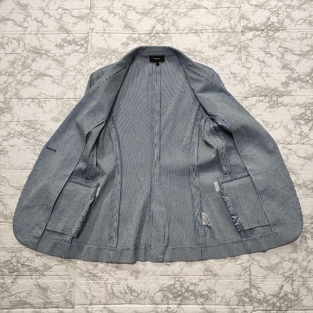 【未使用級】Theory セットアップスーツ シアサッカー チェック ブルー S