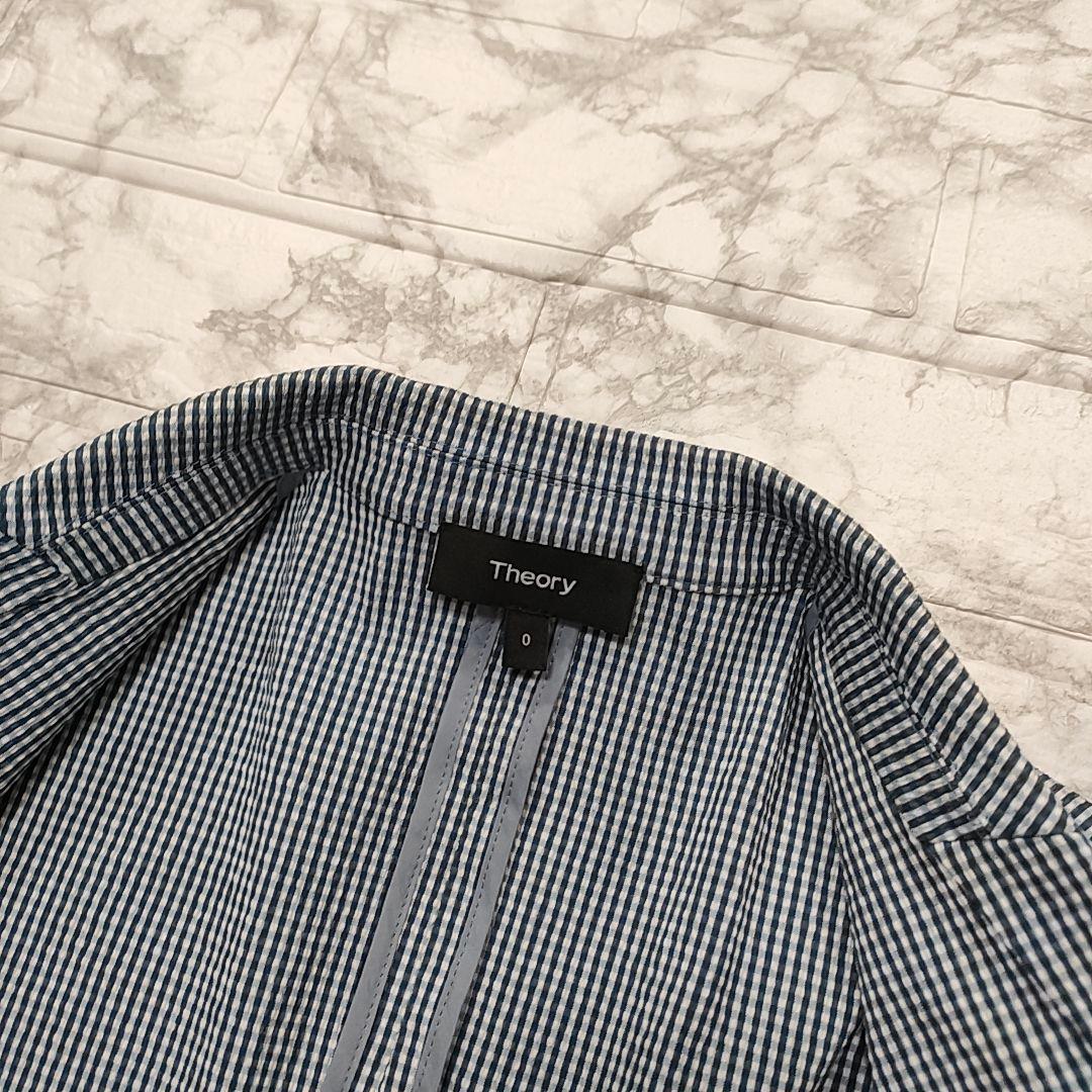 【未使用級】Theory セットアップスーツ シアサッカー チェック ブルー S