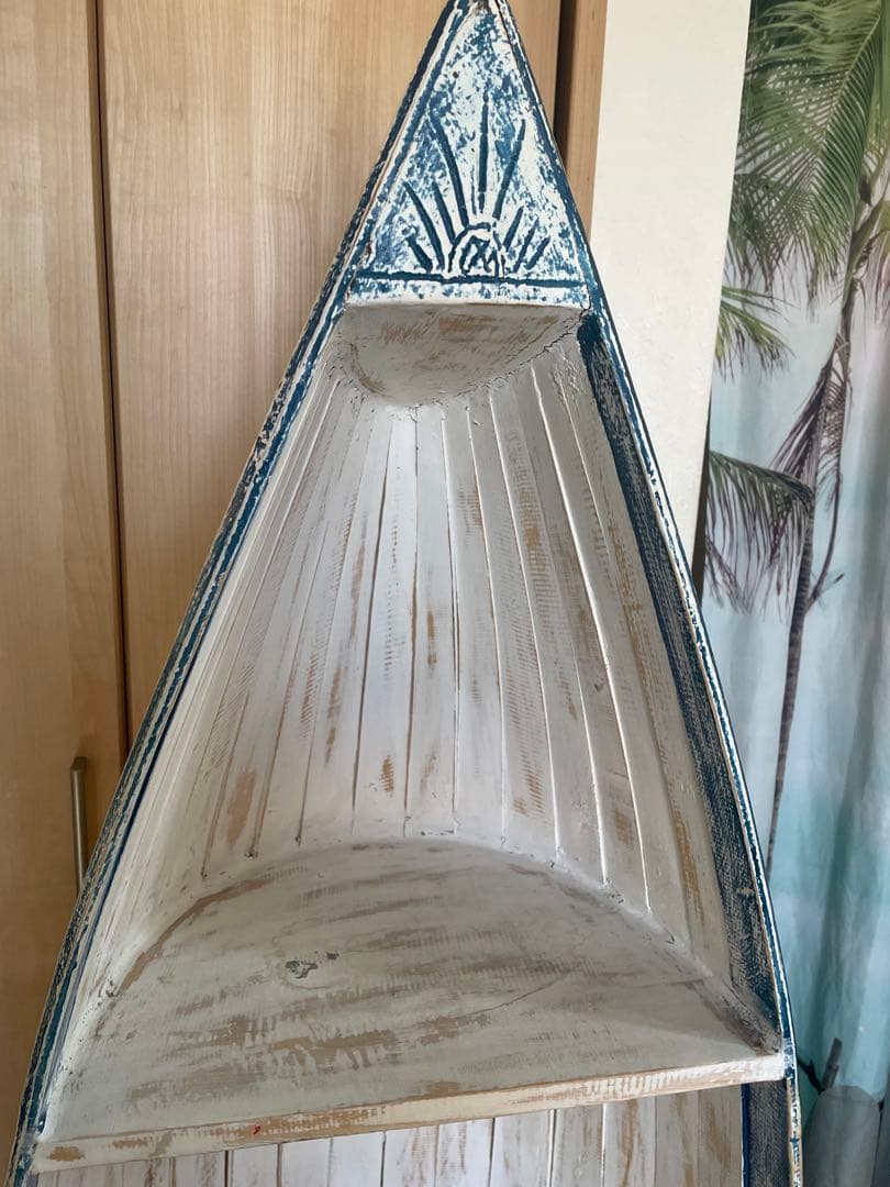 ボート型木製シェルフ 3段　船　山梨手渡し