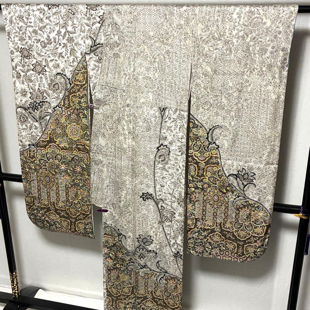 D131 振袖 二代目更甚 江戸更紗 華文 正絹 着物 袷 極美品