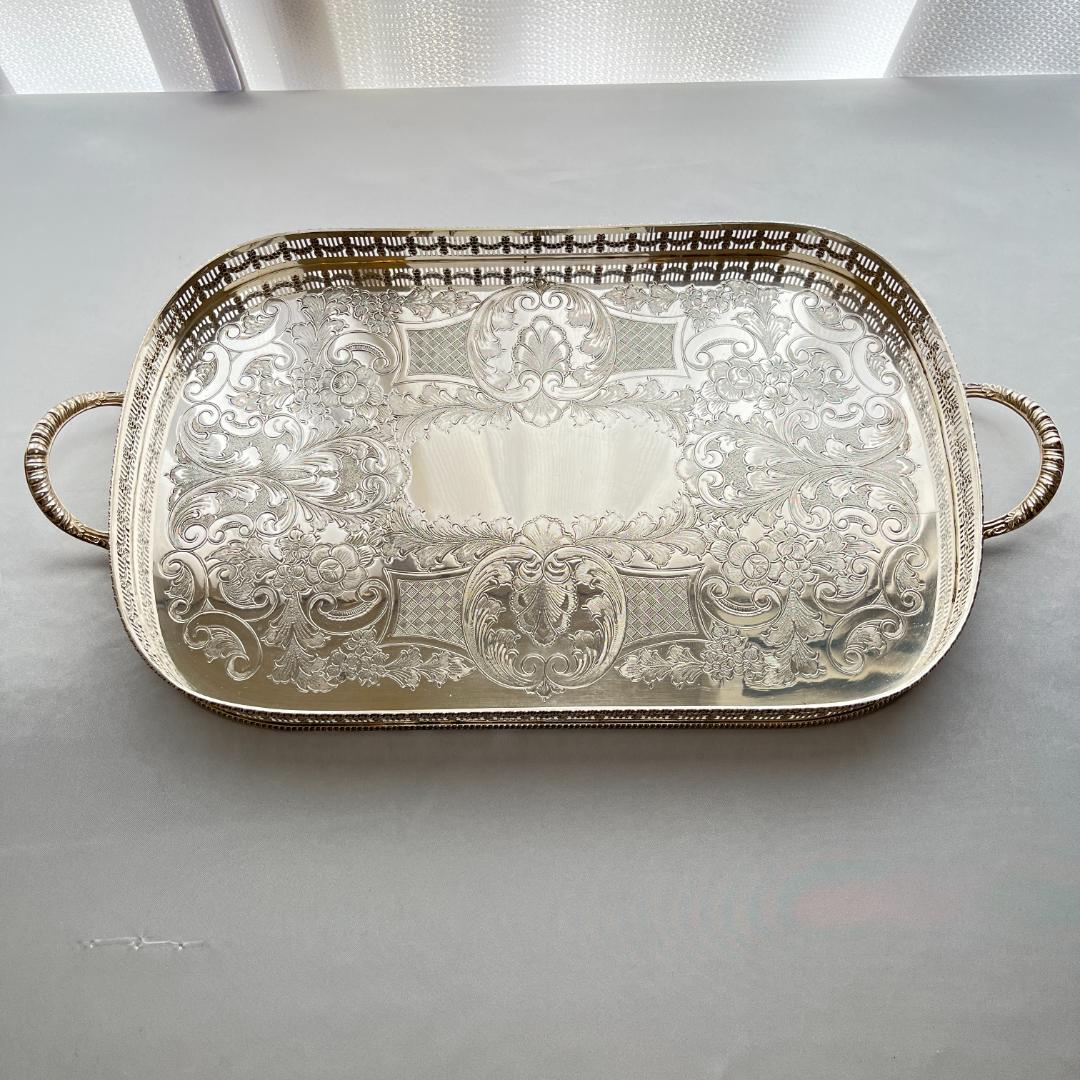 【Viners】 ギャラリートレー 56cm 【シルバープレート】 ハンドル