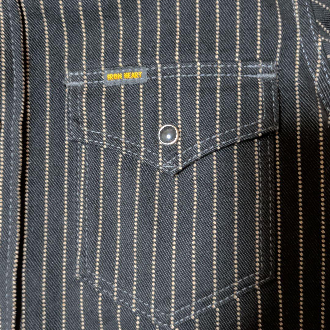 アイアンハート 12OZ ブラックウォバッシュ ウエスタンシャツ　XS