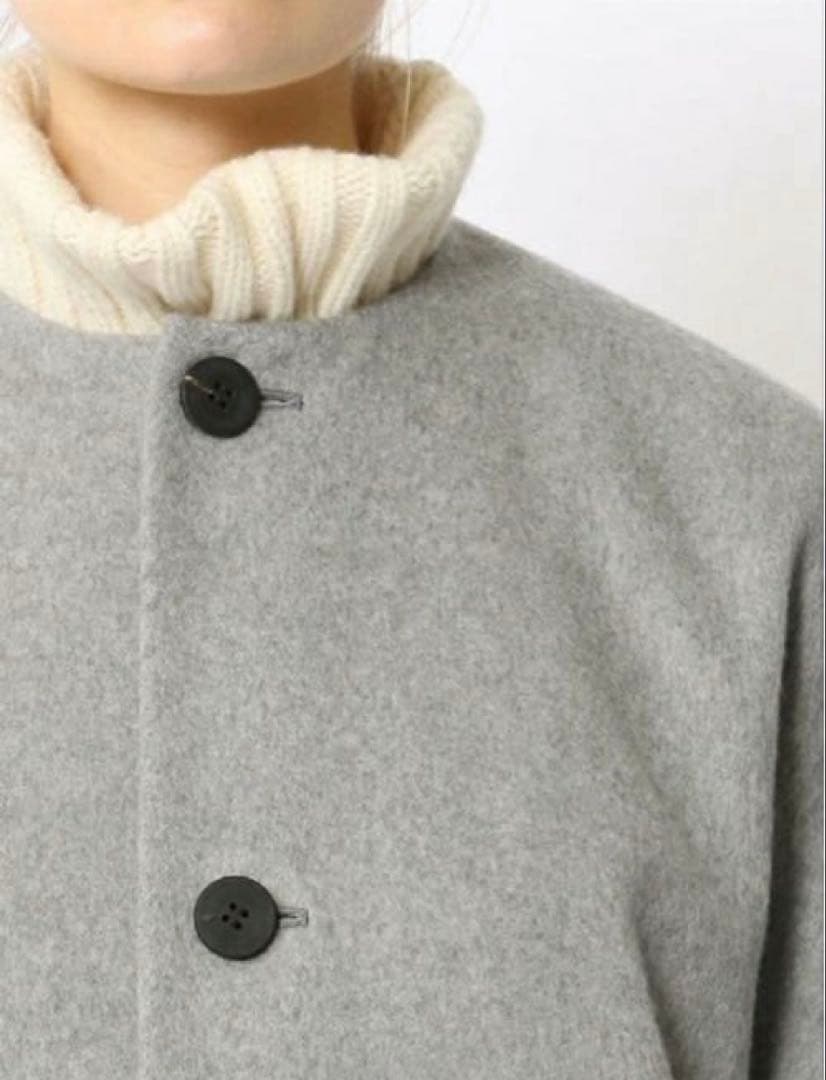 GALERIE VIE カシミヤビーバー ノーカラーコート グレー