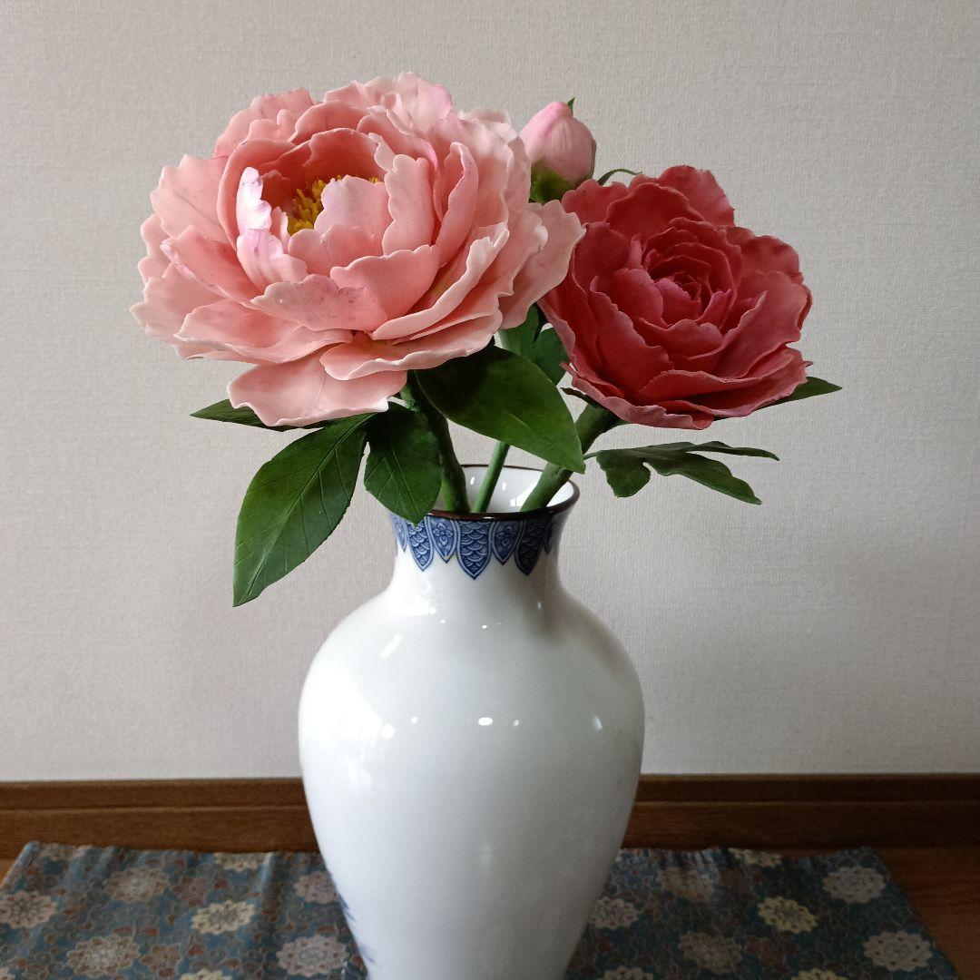 専用　芍薬アレンジ　迎春花　お正月アレンジ　クレイフラワー 樹脂粘土