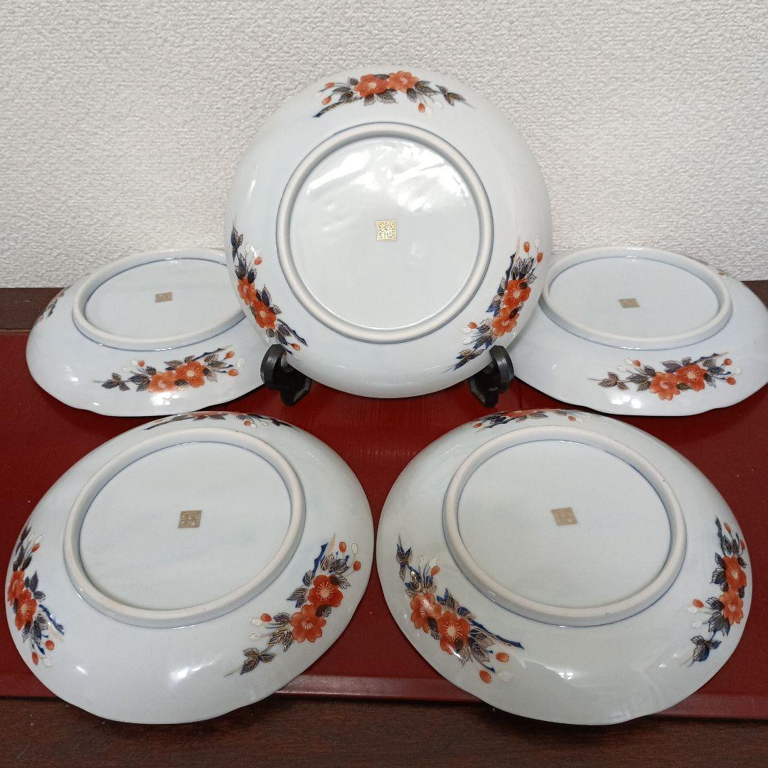 有田焼　龍峰窯　古伊万里　金彩古典錦絵　中皿　5枚組　未使用品