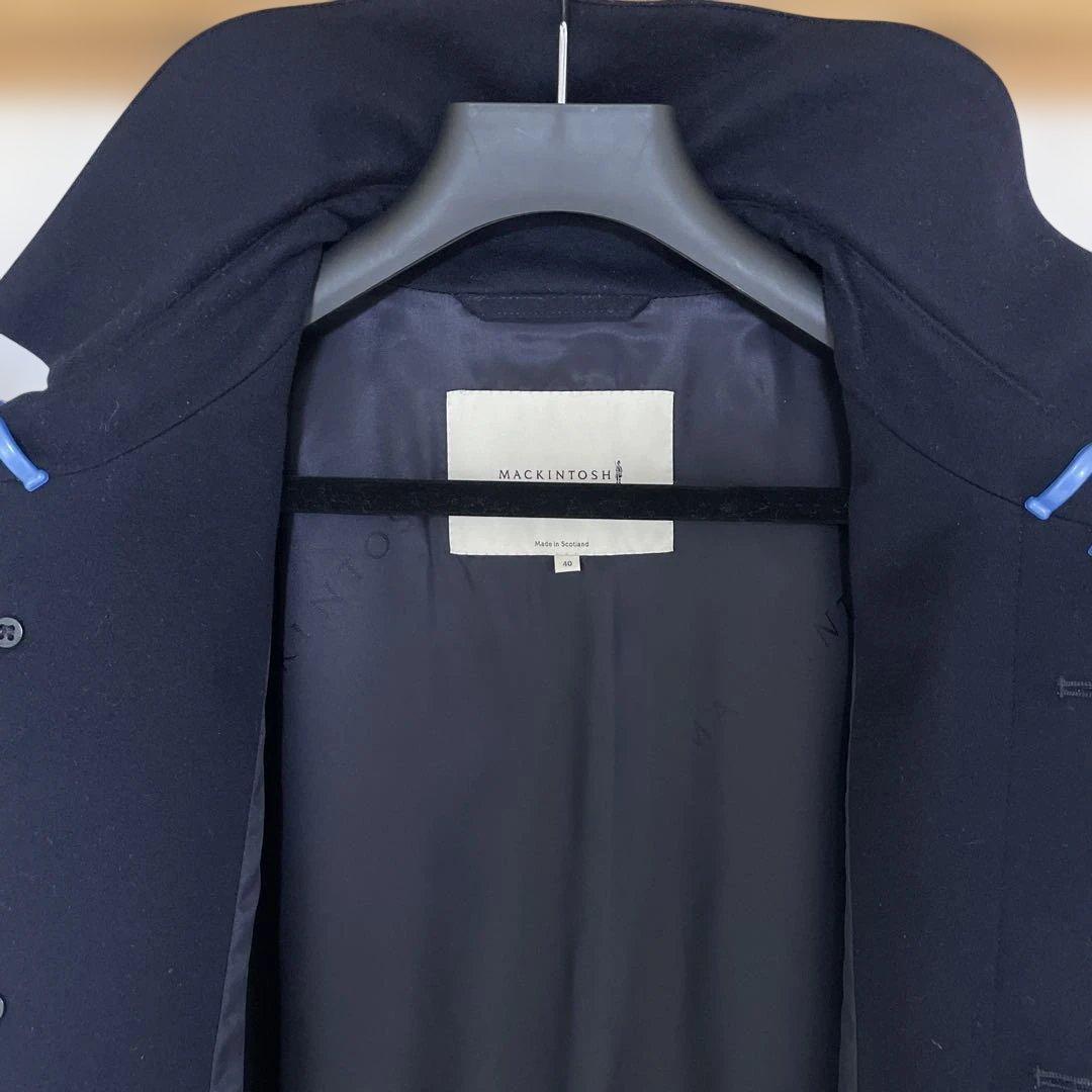 【美品】マッキントッシュ ステンカラーコート Lロロピアーナ ネイビー