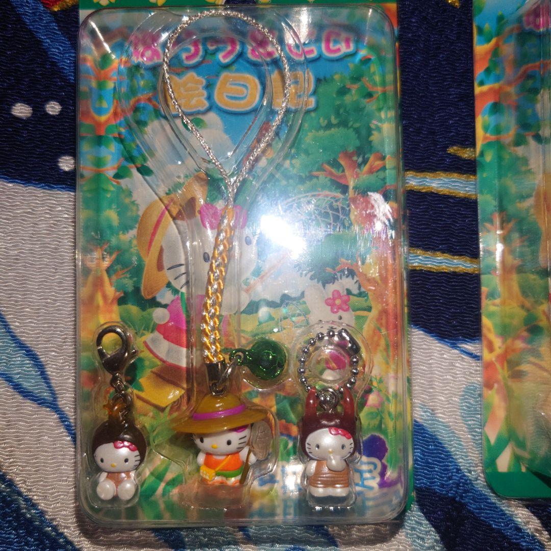 ハローキティ　根付　絵日記　夏期限定　ムシ　ブタ　麦わら帽子　夏休み