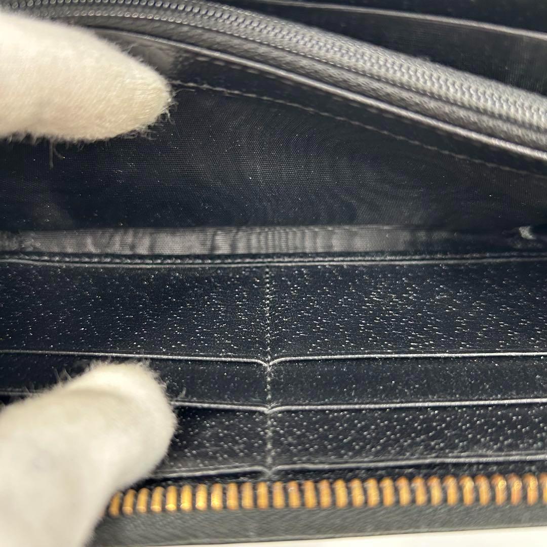 【GUCCI】長財布 メタルビー 蜂 ラウンドファスナー アニマリエ レザー 黒