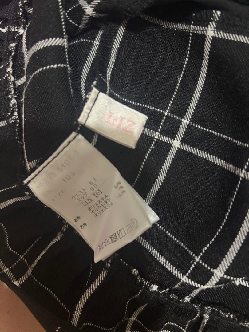 LIZLISA レースアップサスペンダー付きスカパン　ブラックチェック