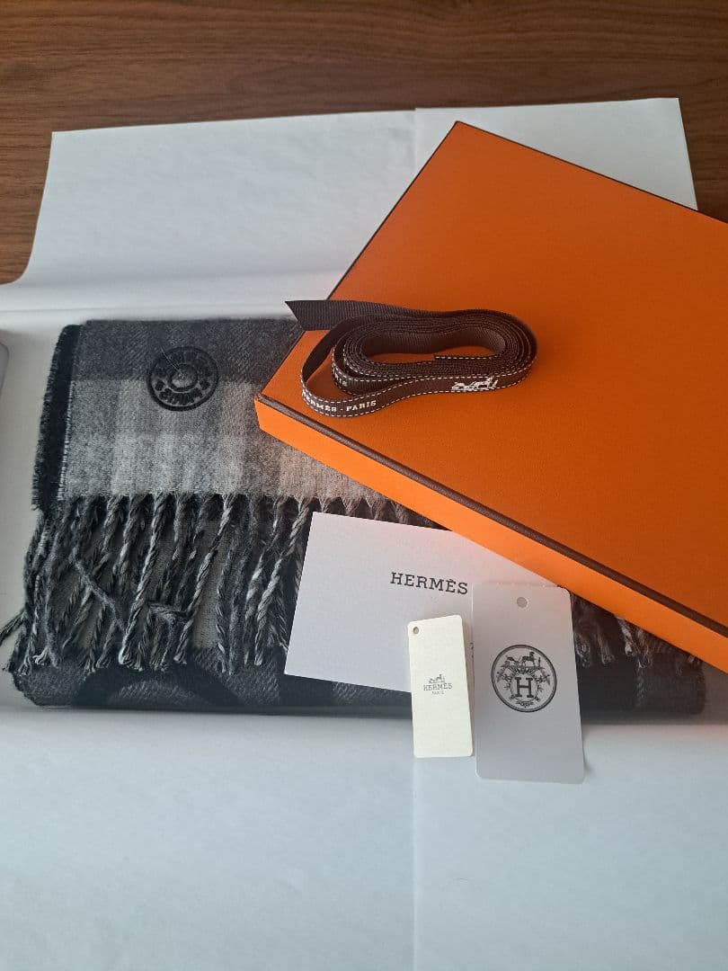 HERMES　カシミアマフラー　シェーヌダンクル