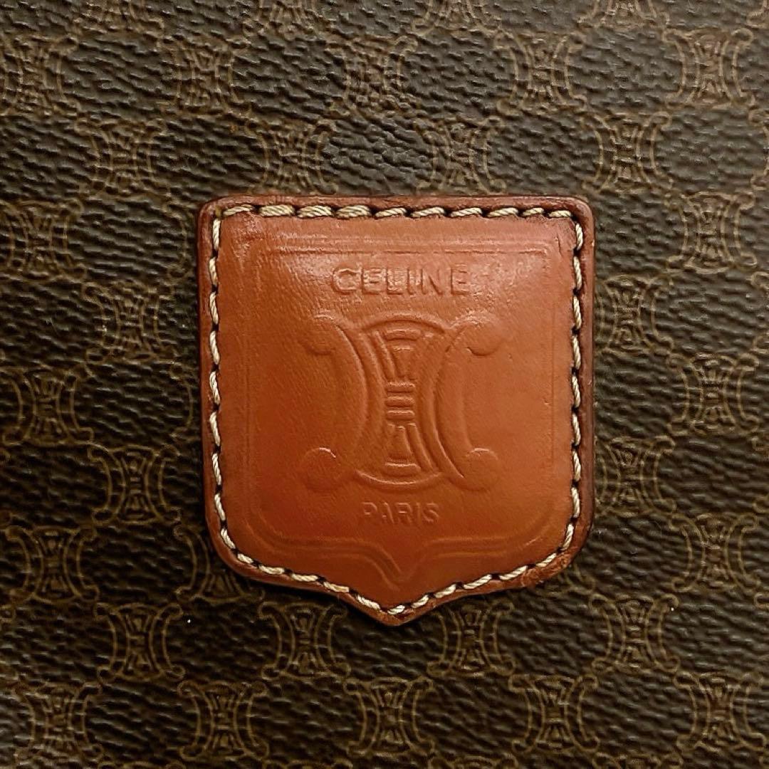 【CELINE】ボストンバッグ　旅行鞄　マカダム柄　PVC ダークブラウン.