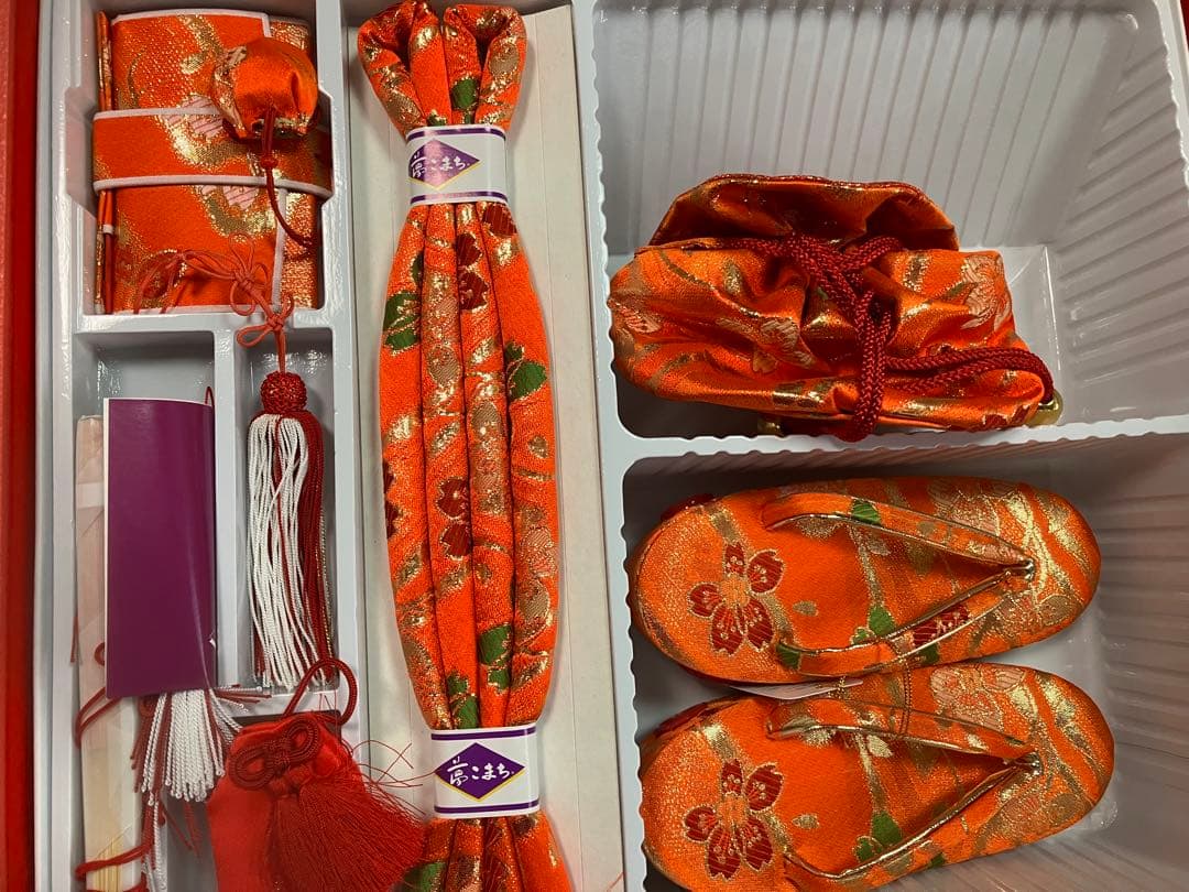 メ3710新品・未使用七五三 女の子 結び帯 はこせこ 3歳 5歳 草履18㎝