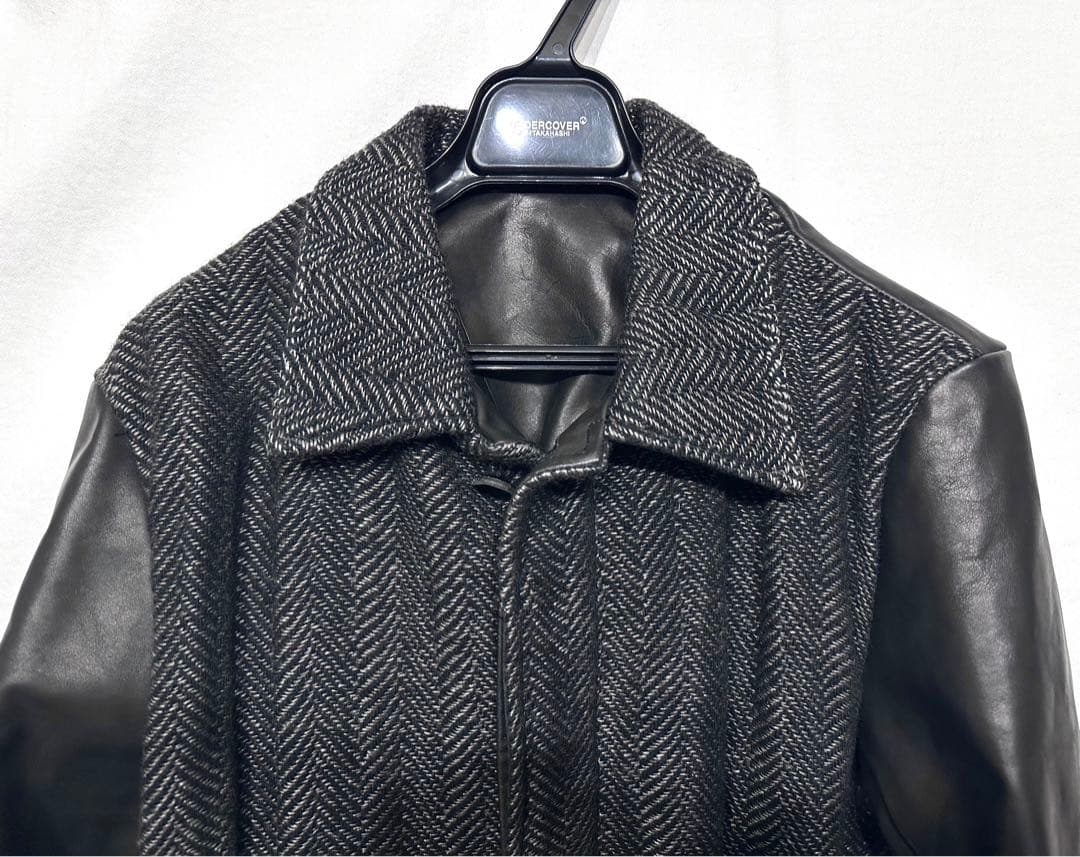 【定価17万】BACKLASH袖レザーツイードコート/バックラッシュライダース革
