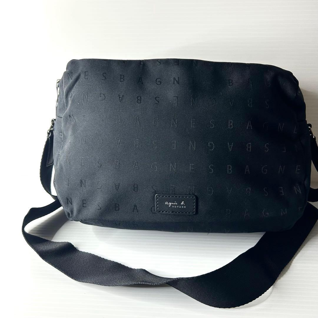 大人気 美品☆agnes b VOYAGE ショルダー マザーズバッグ 文字ロゴ