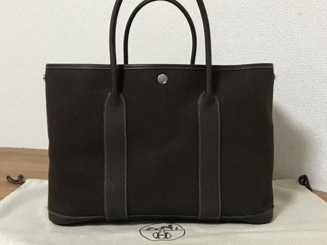 希少【超美品】エルメス ガーデンパーティー トート バッグ ダークブラウン