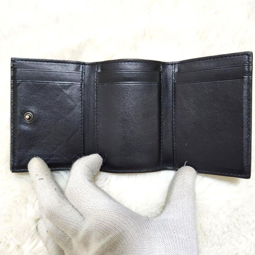 ✨ほぼ未使用　付属品完備✨ボッテガ　三つ折り　イントレチャート　レザー　ブラック