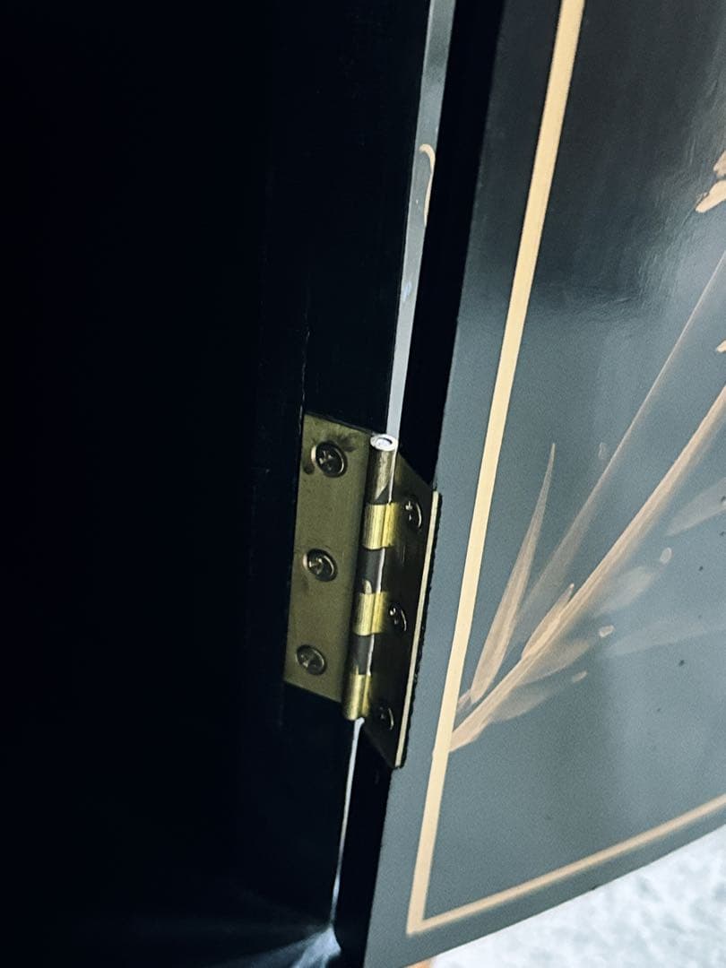 逸品 黒漆 中国美術 花鳥文様 キャビネット箪笥/アンティーク