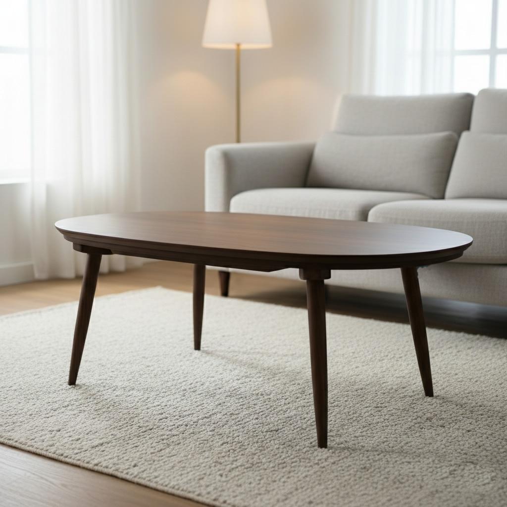 【新品・訳あり】北欧風 楕円形こたつ 100cm×60cm ブラウン 省エネ