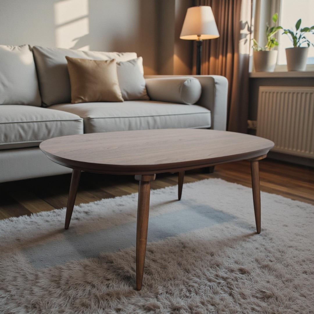 【新品・訳あり】北欧風 楕円形こたつ 100cm×60cm ブラウン 省エネ