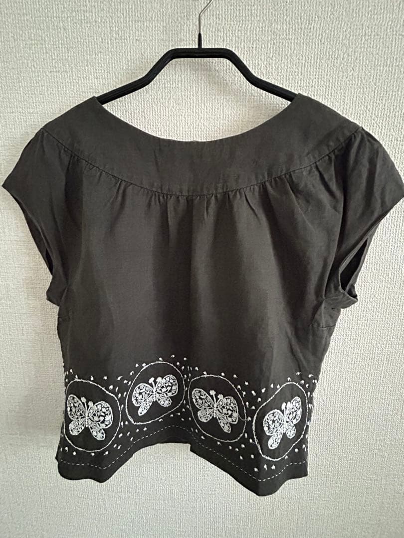 minä perhonen 蝶刺繍 シャツ38