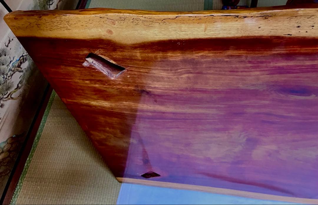 天然木一枚板 座卓テーブル 脚・座卓脚用小座布団付き