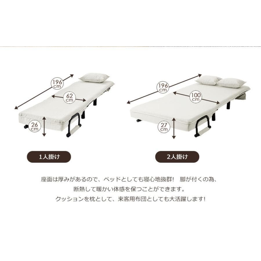 【ネービーブルー】折りたたみソファー ソファベッド　2人掛け 省スペース　硬め