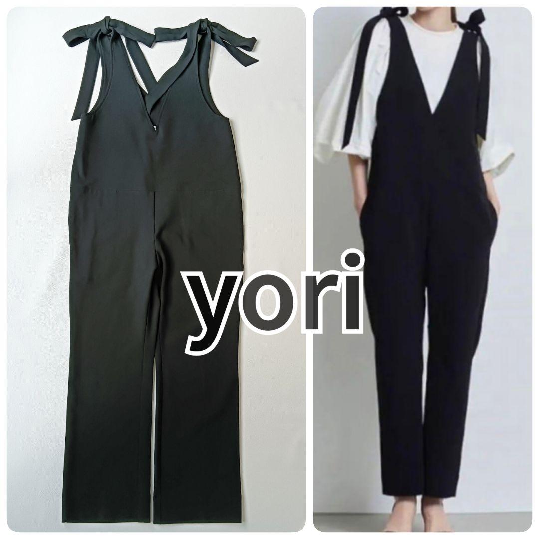 美品♡ヨリyoriトリアセリボンサロペット2wayオールインワン洗濯可Vネック