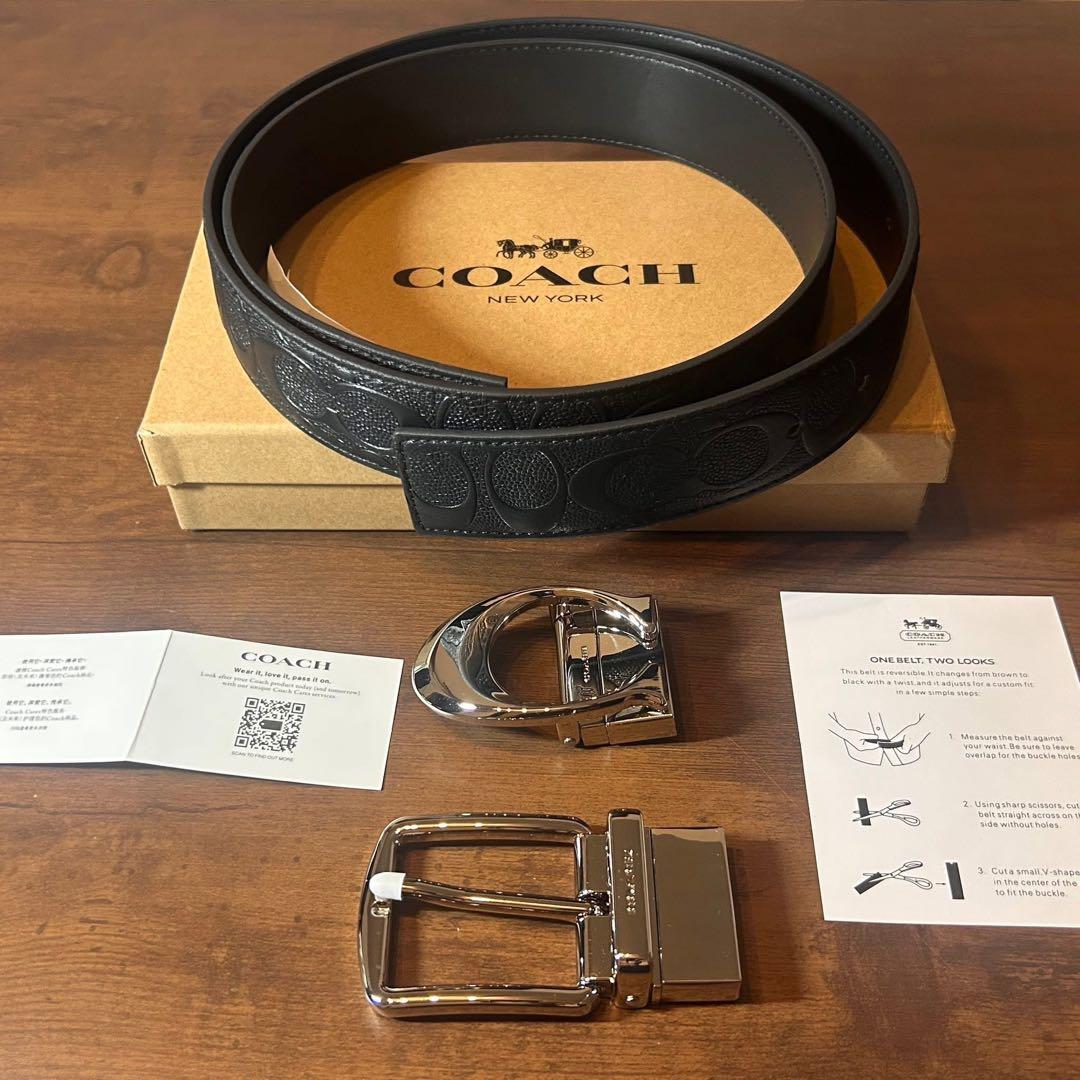 COACH リバーシブル ブラックレザーベルト