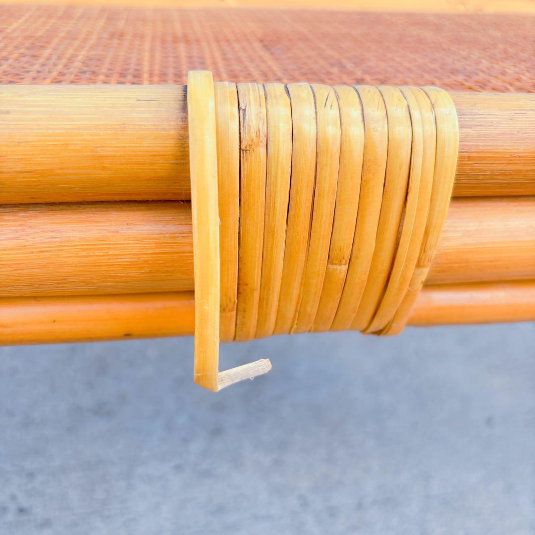 【チワワ様】流線デザイン ラタンガラスローテーブル 藤家具 古民具 昭和レトロ