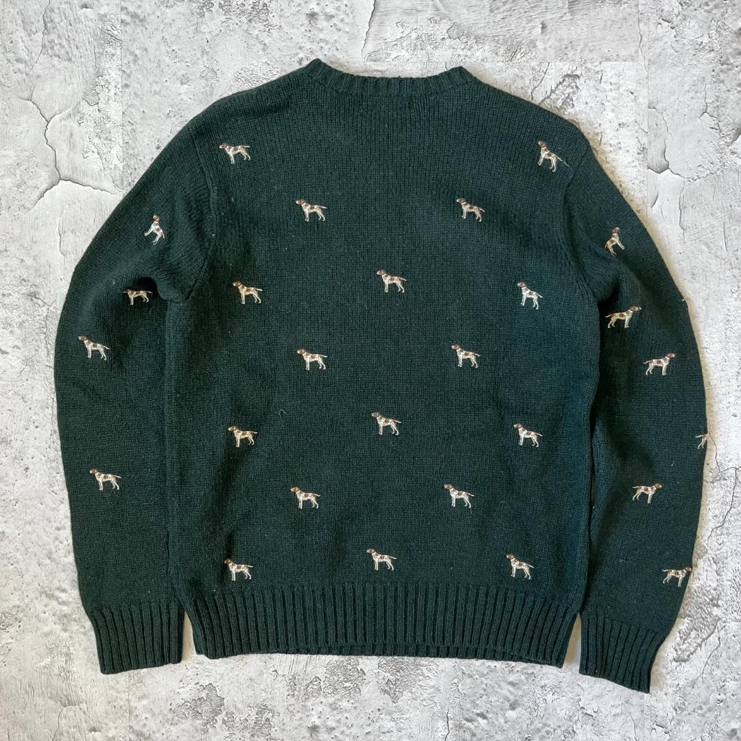 N*s様 希少 90s ポロラルフローレン 犬刺繍 総柄 ウールニット セーター