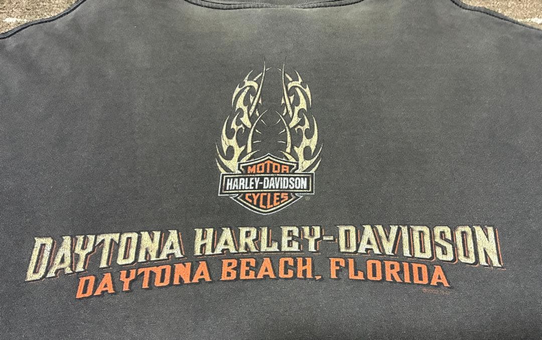 フェード◎ harley davidson ドクロ スカル ロンT アメリカ製