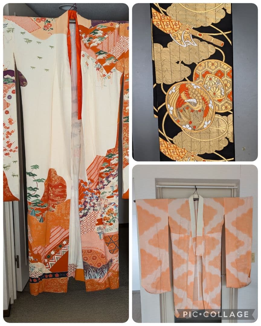三越　振袖　古典柄　長襦袢/小田急百貨店　帯　黒に金糸/　成人式　謝恩会　結婚式