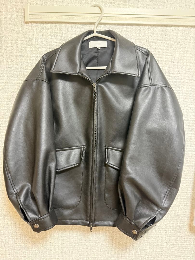 MOUSSY／FAUX LEATHER OVERジャケット／ブラック