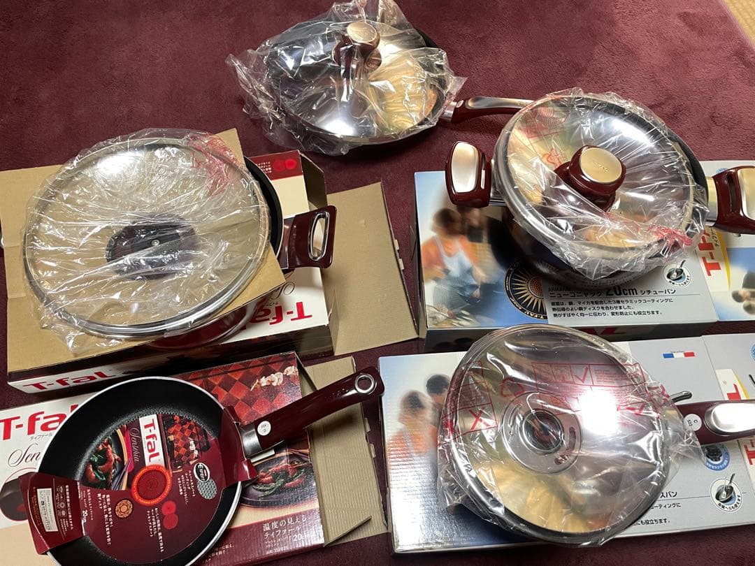 新品T-fal 鍋・フライパンセット 赤　ティファール