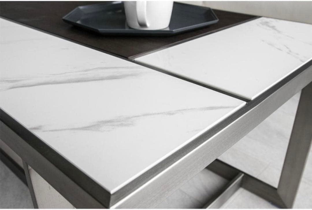 大幅値下げ【美品】大理石風セラミックグレー×塗装ウォルナット　ローテーブル