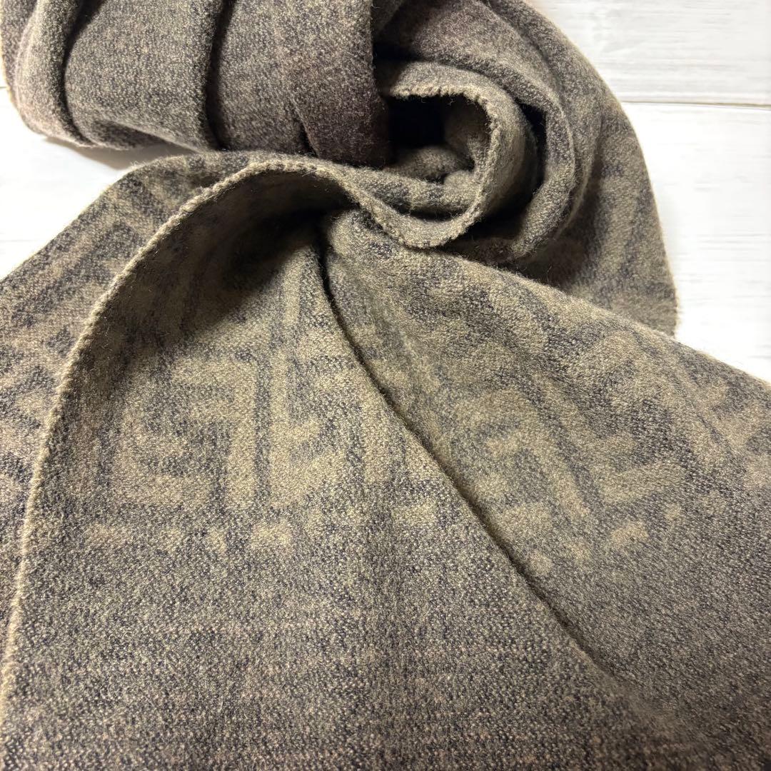 FENDIズッカ柄マフラー良品ユニセックス フリンジ付き