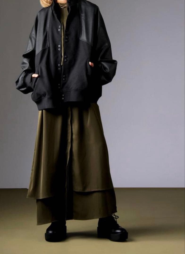 異素材切替 ジャケット リブブルゾン