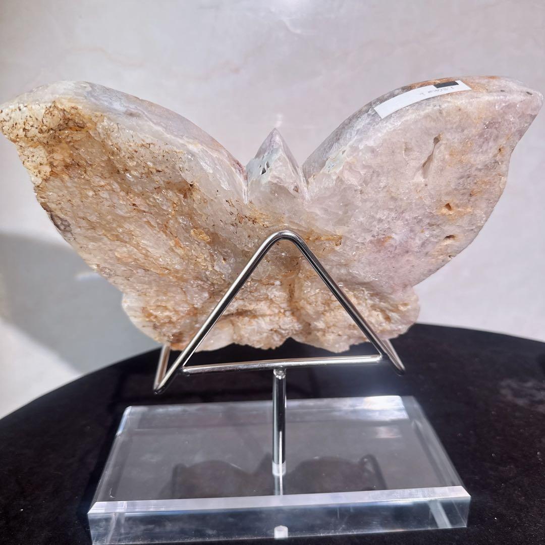 天然石 最高品質 超レア ピンクアメジスト蝶々置物 原石 NO.032829